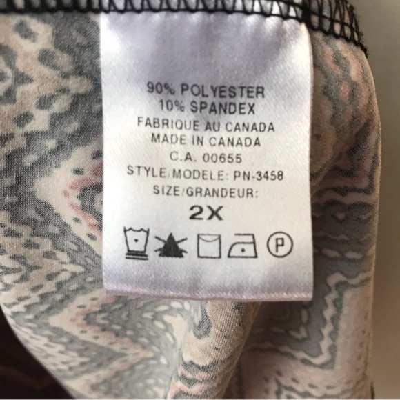 Be True To You Plus Size Sleeveless Cowl Neck Shirt, Earthy Chevron Print, 2X - Picture 6 of 7